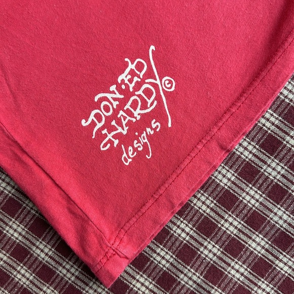 Woman’s Vintage Ed Hardy By Christian Audigier Red Devil Mermaid Shirt - Picture 6 of 6